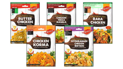 Nimkish Chicken Spice Mix Combo Pack of 5 | Ready-to-Cook Murgh Masala Premix | Authentic Indian Chicken Recipes
