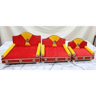 Velvet Plywood Singhasan Couch for Deities (Small, Medium, Large)