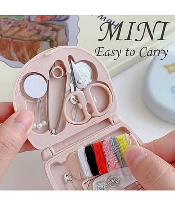 Mini Sewing Box Pocket Folding Sewing Kit | with Sewing Needle | Thread | Cutton | Pin | Scissors | Clip (Pack of 1)