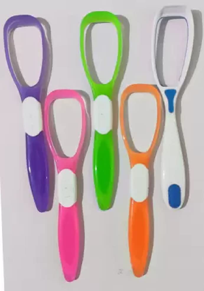 Elecsera Plastic Tongue Cleaner for Adults and Kids Fights Bad Breath Oral Care Tongue Cleaner, Easy to Use Travel Friendly Pack of 5 Pcs