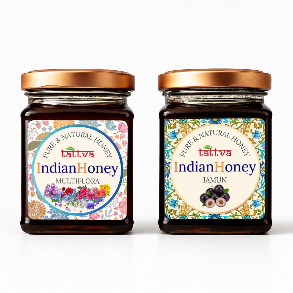 IndianHoney Himalayan Multiflora & Diabetics-Friendly Jamun Honey Combo Pack (230gm & 230gm)