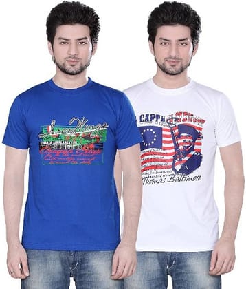 Zebu Pack of 2 Cotton Regular Fit Men's T-Shirt ( Blue )