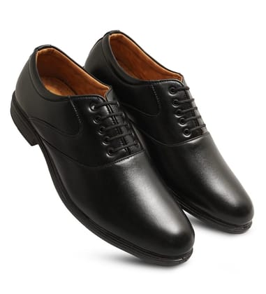 Mens Casual Faux Leather Solid Lace-Up Formal Shoes Size 6 (Black)