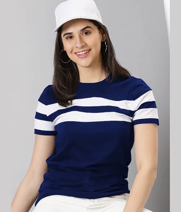 AUSK Women Cotton Blend Colorblock Regular Fit Round Neck T-Shirt ( White )