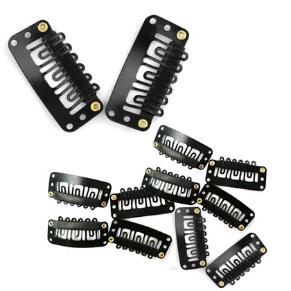 TEMPERIA Hair Extension Clips For Women & Men (12 Pcs) - Hair Patch Clip - Hair Attached Snap Wig Clips (Black) (3.4 cm) TEMPERIA Hair Extension Clips For Women & Men (12 Pcs) - Hair Patch Clip - Hair Attached Snap Wig Clips (Black) (3.4 cm) - Black / 12