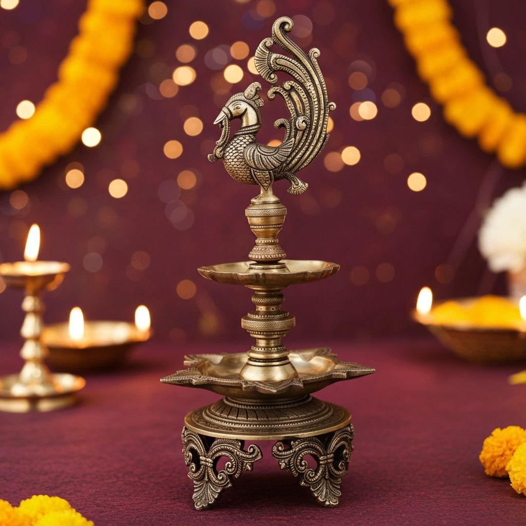 Brass Showpiece Hen [Murga] Deepak Statue (BSMAS906 A)