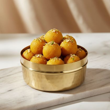 Brass Laddu Box | Traditional Sweet Storage Container, Height : 2 Inch (ZMAS645 B)
