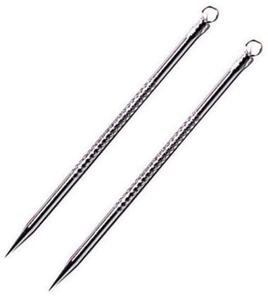 Glamezone Stainless Steel Blackhead Remover Needle Two Pointed Tip (Pack Of 2)