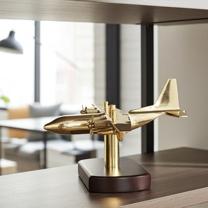 Brass & Wooden Home Decorative Aeroplane, Hawai Jahaj (MRMAS229 C)