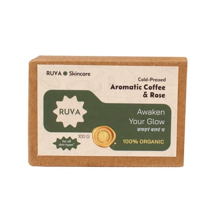 RUVA Handmade Aromatic Coffee & Rose Cold-Pressed Ayurvedic Soap Bar | Skin Revival & Gentle Polish, Ancient Beauty Rituals | Velvety Lather, Face Safe | Natural Skincare for All Skin Types RUVA Handmade Aromatic Coffee & Rose Cold-Pressed Ayurvedic Soap Bar | Skin Revival & Gentle Polish, Ancient Beauty Rituals | Velvety Lather, Face Safe | Natural Skincare for All Skin Types