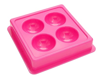 Elecsera Facial Cosmetic 4 Cups Tool Tray Plastic Washable For Salon, Pink Colour Tray