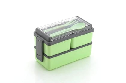 Two-Tiered Lunch Box with Utensils_assorted colour