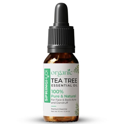 Spring H2O 100% Pure & Natural Tea Tree Essential Oil | Organic Anti-Acne & Dandruff Care Oil | Multipurpose Therapeutic Grade Oil for Face, Skin, Hair & Scalp � 10ml