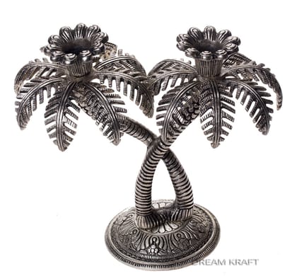 DreamKraft Palm Tree Double Candle Stand for Home Decor(21x12x17 cm)