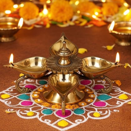 Brass Table Decor Oil Lamp Deepak - Decorative Brass Diya for Home, Height : 5.6 Inch (BSMAS1193 A) Brass Table Decor Oil Lamp Deepak - Decorative Brass Diya for Home, Height : 5.6 Inch (BSMAS1193 A)