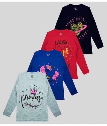 MIST N FOGG Pack of 4 Girls Cotton Blend T-Shirt ( Multicolor )