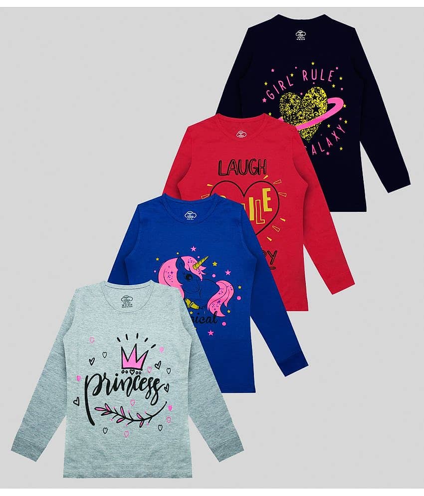 MIST N FOGG Pack of 4 Girls Cotton Blend T-Shirt ( Multicolor )