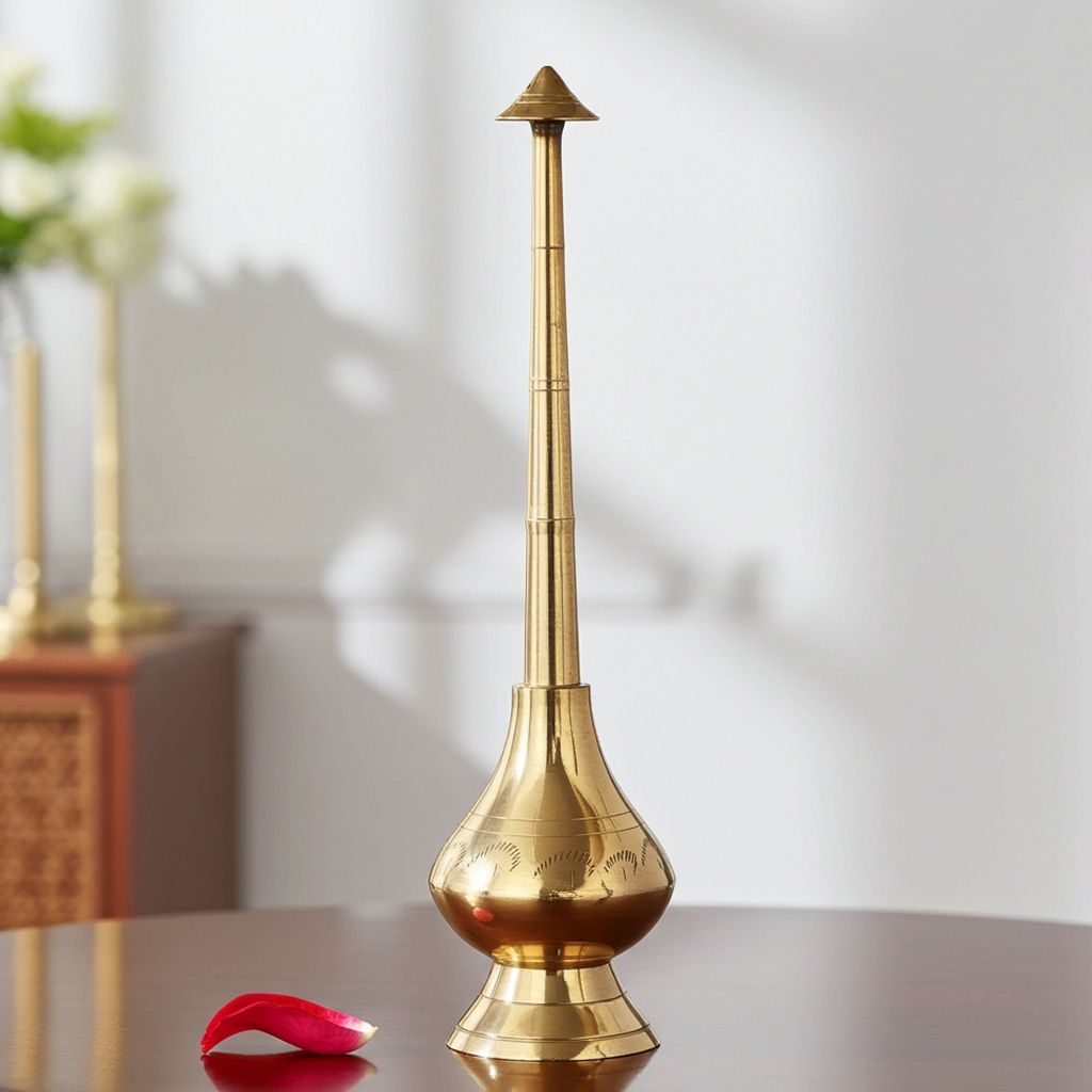 Brass Water Sprinkler Gulab Pash � Decorative Rosewater Dispenser, Height : 10.2 Inch (ZMAS238 F)