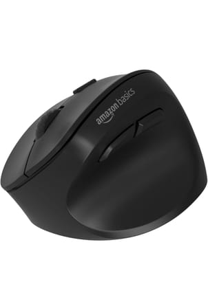 amazon basics Pro Series 2.4G Wireless Ergonomic Mouse for PC, Mac, Laptop | Dual Modes | 3 Adjustable DPI Settings Up to 2400 | Shortcut Buttons | Connects up to 3 Devices (Black)