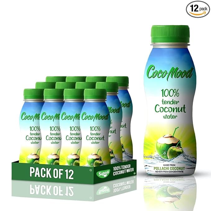 Sipora CocoMood Original Tender Coconut Water 200ml x 12,No Concentrate No added Flavor, Sourced From Pollachi (Nareal pani)