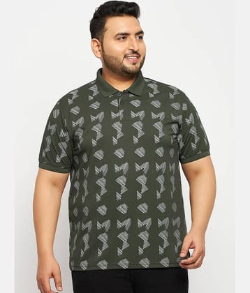 Auxamis Pack of 1 Cotton Blend Regular Fit Printed Half Sleeves Men's Polo T Shirt ( Olive )