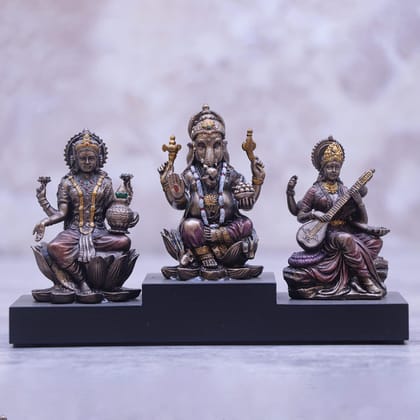 Craftlayout Lakshmi Ganpati Statue with Bronze Finish 4.5 Inch