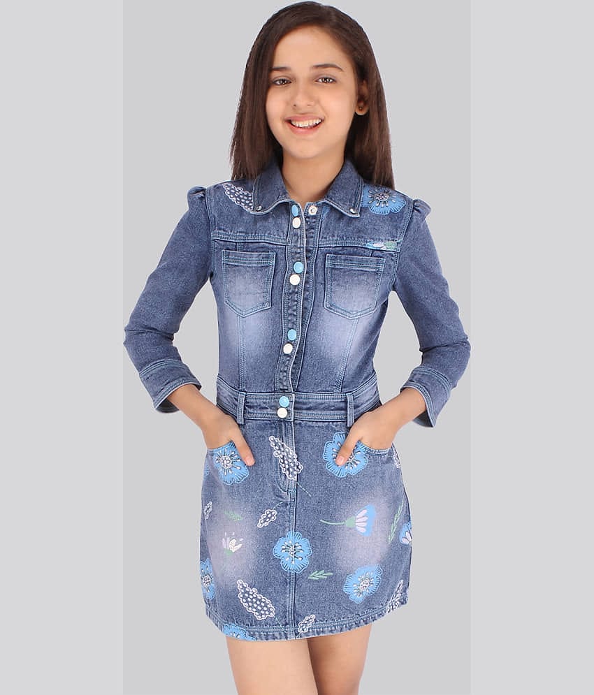 Cutecumber - Blue Denim Girls Shirt Dress ( Pack of 1 )