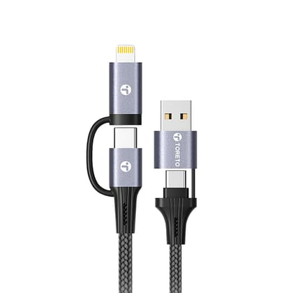 Toreto 4 in 1 Multiple Port 60W Nylon Braided Fast Charging Cable