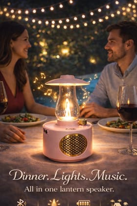 Portable Bluetooth Lantern Speaker with Warm LED Light | Wireless Music Speaker for Indoor & Outdoor, Camping, Bedroom & Party Use