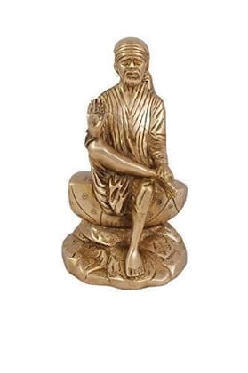 Arihant Craft� Hindu God Shirdi Sai Baba Idol Hand Work Showpiece � 21.5 cm (Brass, Gold)