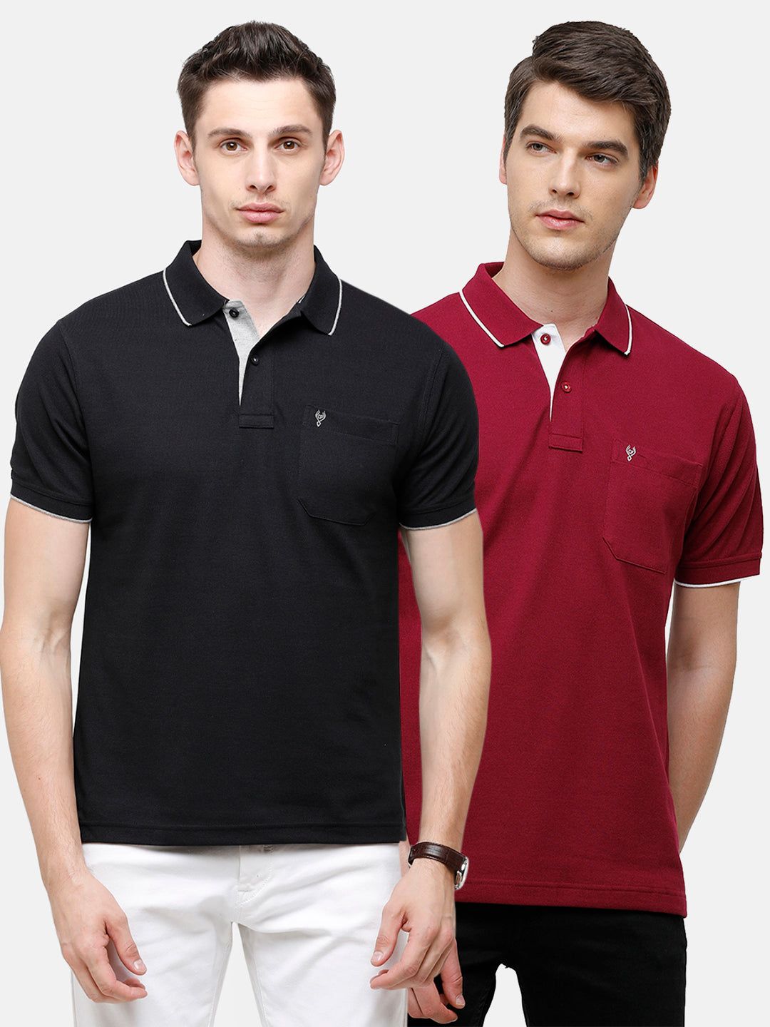Classic Polo Men's Combo Double Pique Polo Half Sleeve Slim Fit T-Shirt Nova - Pack of 2