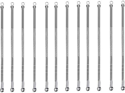 Glamezone Stainless Steel Blackhead Remover Needle Twelve Round (Pack Of 12)