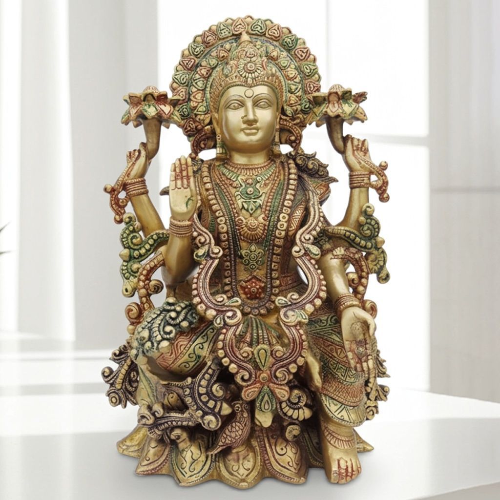 Brass Showpiece Laxmi Colored Statue (BSMAS1124 L)