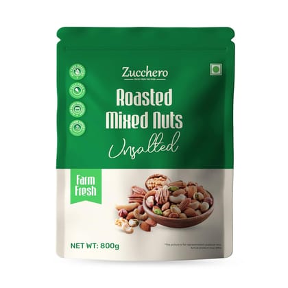 Zucchero Roasted Premium Mixed Nuts, Unsalted, 800g (California Almond, Cashew, Premium Peanuts, Pistachio) | Oil-Free Roasting | No Oil | No Salt | Slow baked Nuts Zucchero Roasted Premium Mixed Nuts, Unsalted, 800g (California Almond, Cashew, Premium Peanuts, Pistachio) | Oil-Free Roasting | No Oil | No Salt | Slow baked Nuts