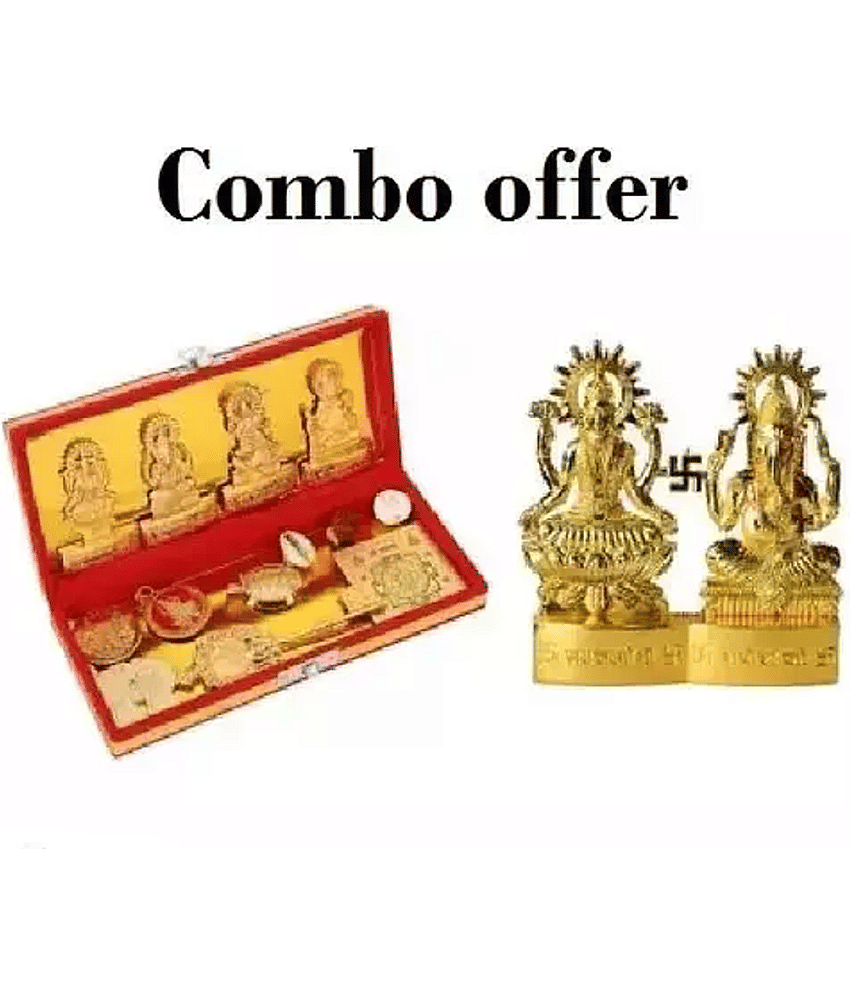 PAYSTORE - Kuber Dhan laxmi Yantra With Metal Laxmi Ganesha Combo ( Pack of 2 )