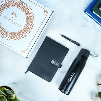 Best Personalized Gifts - 3-in-1 Flask, Diary & Pen Set