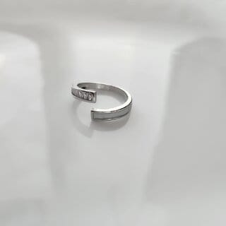 Stylish Rhodium-Plated AD-Studded Finger Adjustable Ring