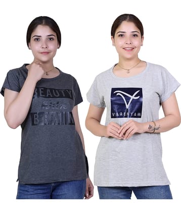 Varenyam Women Cotton Regular Fit Round Neck T-Shirt ( Grey )