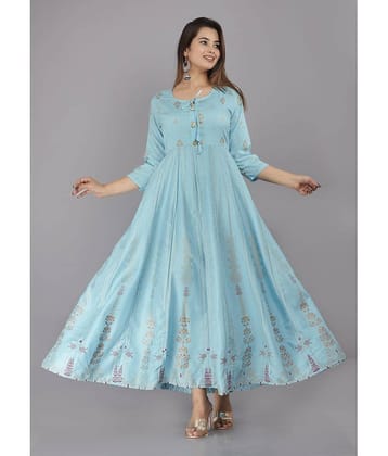 ANNEIV - Light Blue Rayon Women's Anarkali Kurti ( Pack of 1 )