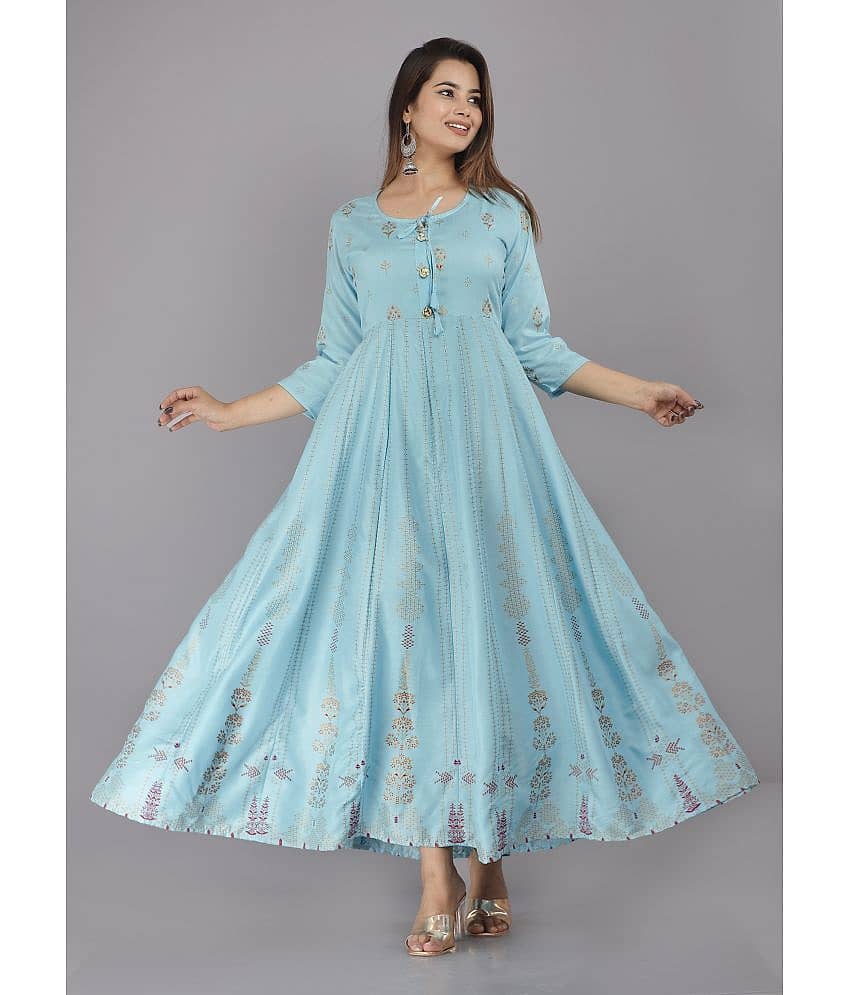 ANNEIV - Light Blue Rayon Women's Anarkali Kurti ( Pack of 1 )