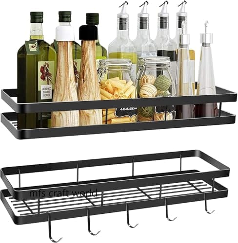 1+ Spice Rack set of 2 Organizer for Cabinet, Spice Shelf Wall Mounted Storage Rack Floating Shelves for
