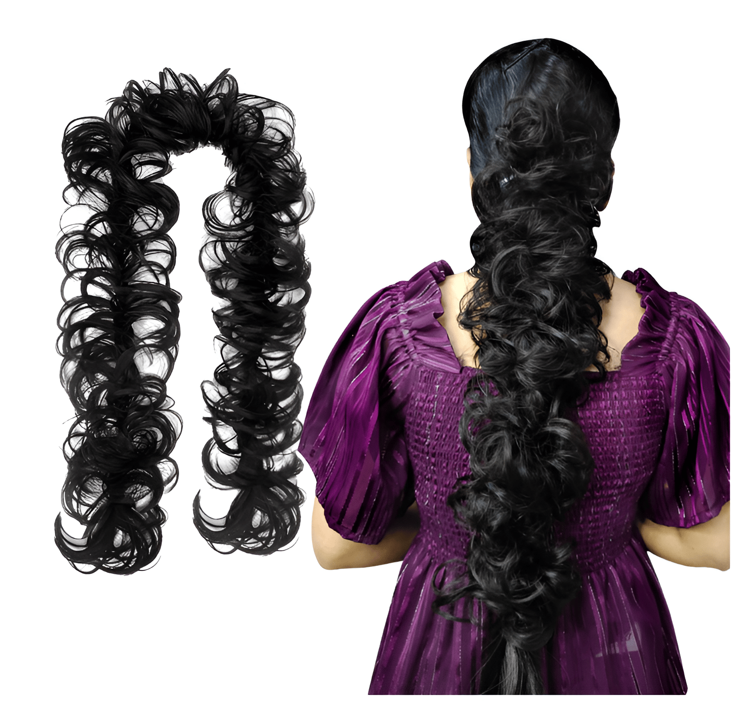 Messy Hair Frill Extension for Women & Girls - Premium Braid Ponytail Hair Accessories - Brown - 1 Pc