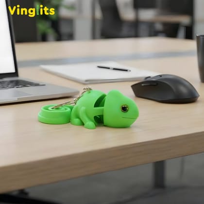 Vinglits Bugsy & Scaly 3D Printed Keychains – Articulated Animal Toys, Pocket-Friendly Keyrings, Stress Relief Desk Toys for Kids & Adults, Collectible Accessories (Chameleon - Nova, Medium)