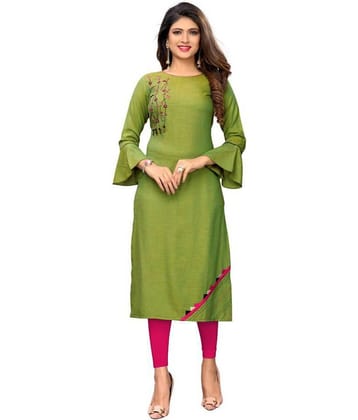 Vbuyz - Green Rayon Women's Straight Kurti ( Pack of 1 )