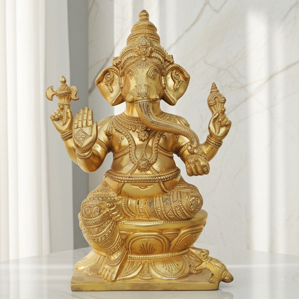 Brass Super Fine Showpiece Ganesh Statue (BSMAS154)