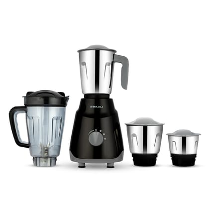 Bajaj Rex Ninja Series 4 Jar 500W Mixer Grinder | DuraCut Blades | 2-In-1 Function Blade In Dry Jar | 2 Yrs Warranty Black/Grey Bajaj Rex Ninja Series 4 Jar 500W Mixer Grinder | DuraCut Blades | 2-In-1 Function Blade In Dry Jar | 2 Yrs Warranty Black/Gre