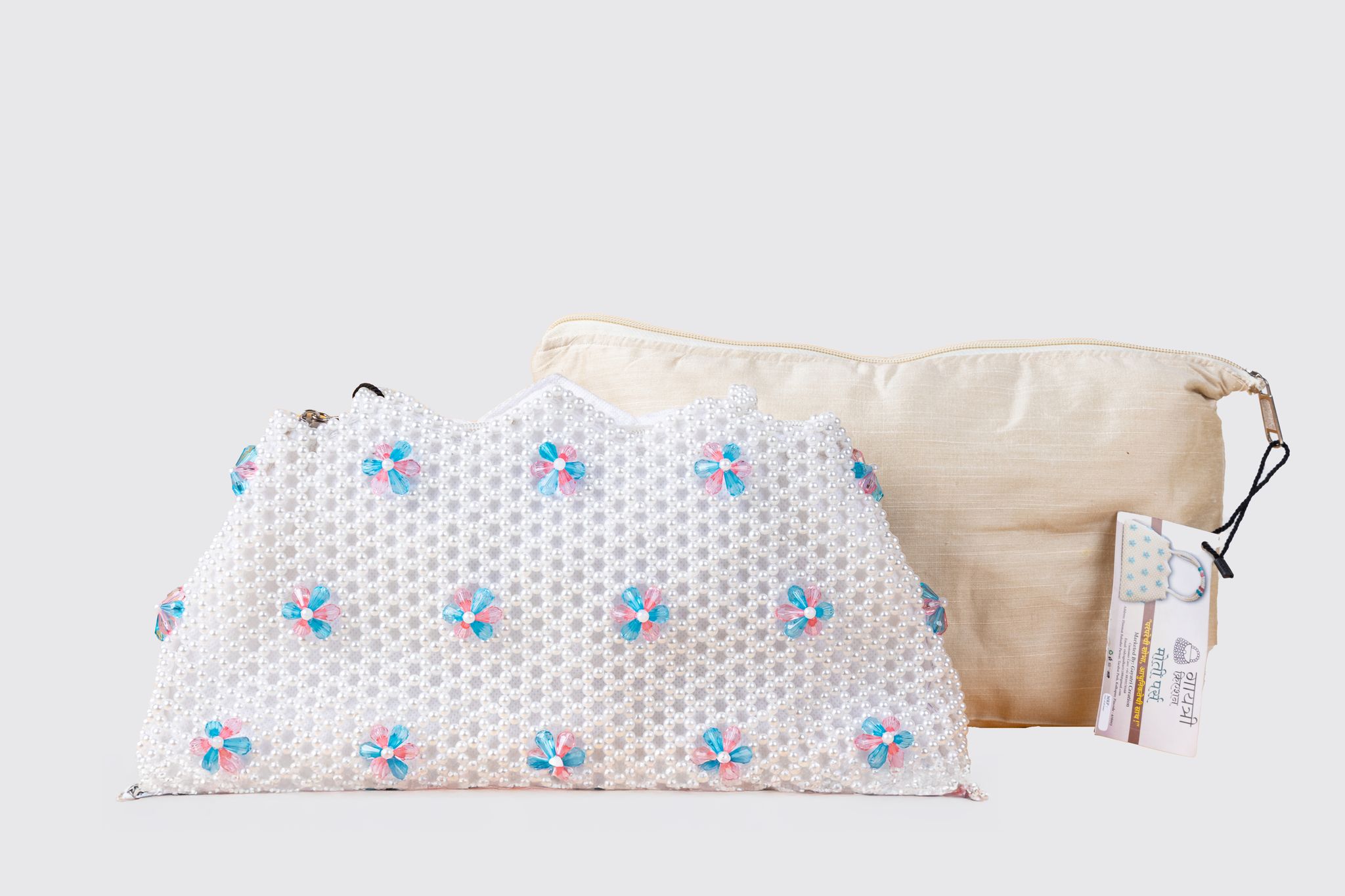 Handcrafted Pearl Beaded Clutch Purse