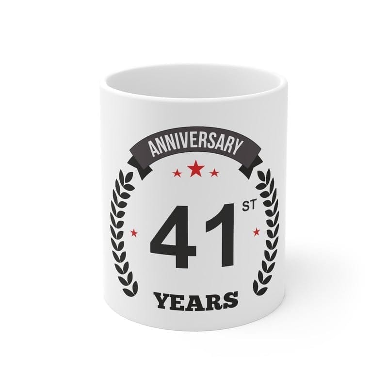 DARSHANS Ceramic 41st Anniversary Printed Coffee Mug (Color: White, Capacity:330ml)