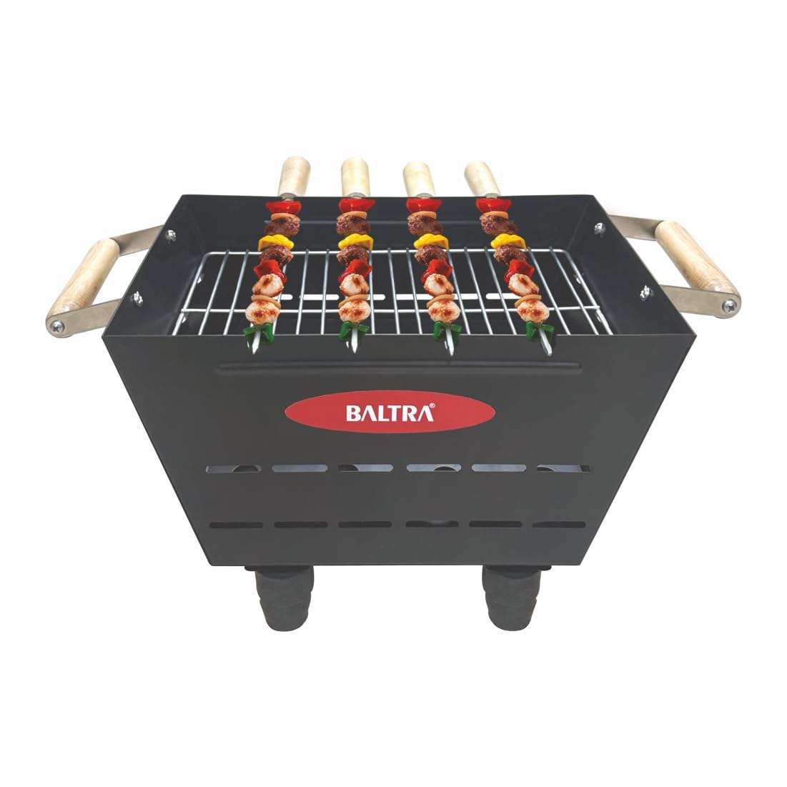 Baltra Rock Barbecue Grills - Coal Barbeque Grill With 4 Skewers, 1 Grill Rack | Outdoor Multi Purpose Non-Electric BBQ Grill & Tandoor Griller For Camping Hiking Picnics Traveling (1 Year Warranty)