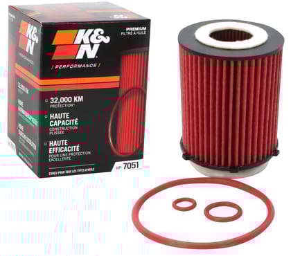 K&N Oil Filter - High Performance-Series compatible with Mercedes (HP-7051), Red